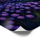 ファンタジーかわいい鮮やかな紫色の村の月 ポスター (コーナー)