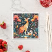 ファンタジーかわいい鮮やかな花の森の鹿 スタンダードカクテルナプキン (インサイチュ)