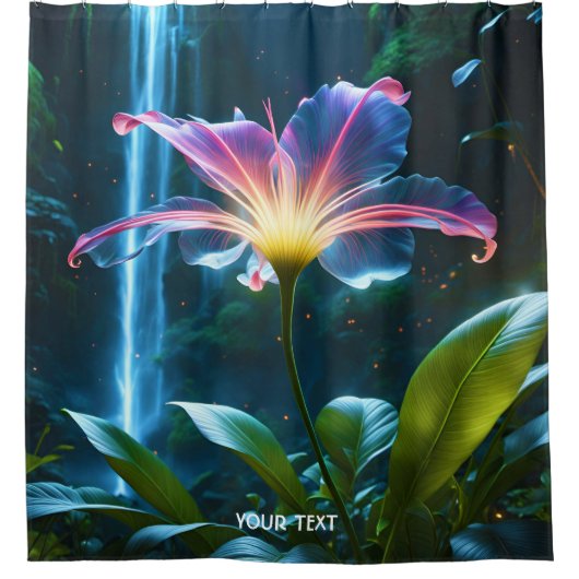 ファンタジーかわいい鮮やかな花の滝森 シャワーカーテン (正面)
