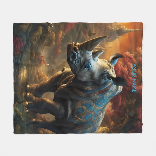 ファンタジーかわいい鮮やかな花サイ威厳のあるノ フリースブランケット (正面(横))