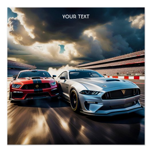 ファンタジーかわいい鮮やかな車ビッグレース ポスター (正面)