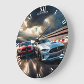 ファンタジーかわいい鮮やかな車ビッグレース ラージ壁時計 (傾斜)