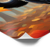 ファンタジーかわいい鮮やかな黒飛び猫 ポスター (コーナー)