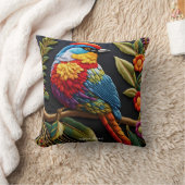 ファンタジーかわいい鮮やか鮮やかな刺繍の鳥 クッション (ブランケット)