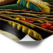 ファンタジーかわいい鮮やか鮮やかな刺繍の鳥 ポスター (コーナー)