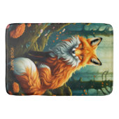 ファンタジーかわいい鮮威厳のあるやかなキツネの花 バスマット (正面)