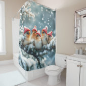 ファンタジーかわいい鳥の帽子の雪 シャワーカーテン (インサイチュ)