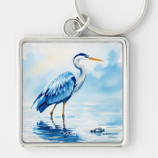 ファンタジーかわいい鳥の青い水色 キーホルダー (正面)