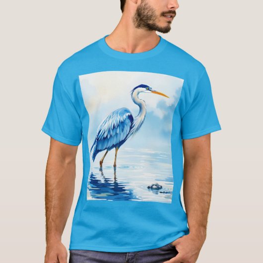 ファンタジーかわいい鳥の青い水色 Tシャツ (正面)