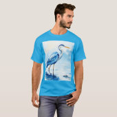 ファンタジーかわいい鳥の青い水色 Tシャツ (正面フル)