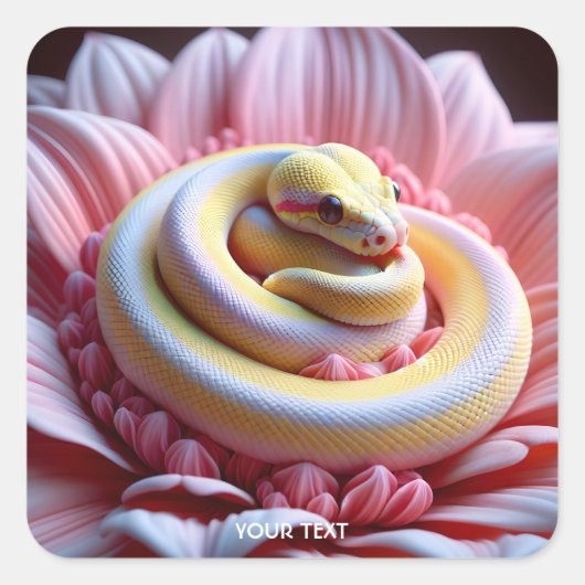 ファンタジーかわいい黄色いヘビの花 スクエアシール (正面)