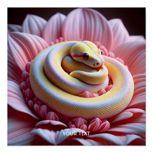ファンタジーかわいい黄色いヘビの花 ポスター (正面)