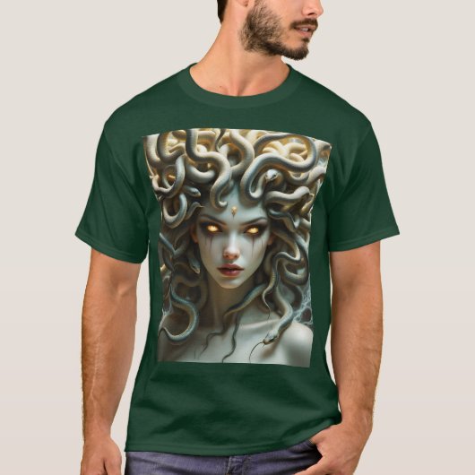 ファンタジーかわいい黄色い目のヘビ Tシャツ (正面)