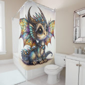 ファンタジーかわいい龍ステンドグラス シャワーカーテン (インサイチュ)