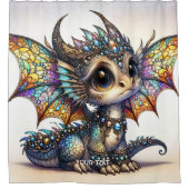 ファンタジーかわいい龍ステンドグラス シャワーカーテン (正面)