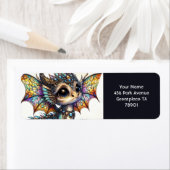 ファンタジーかわいい龍ステンドグラス ラベル (インサイチュ)