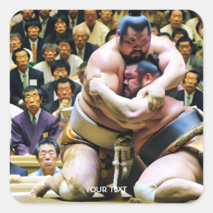 ファンタジーかわいい2人の力士 スクエアシール