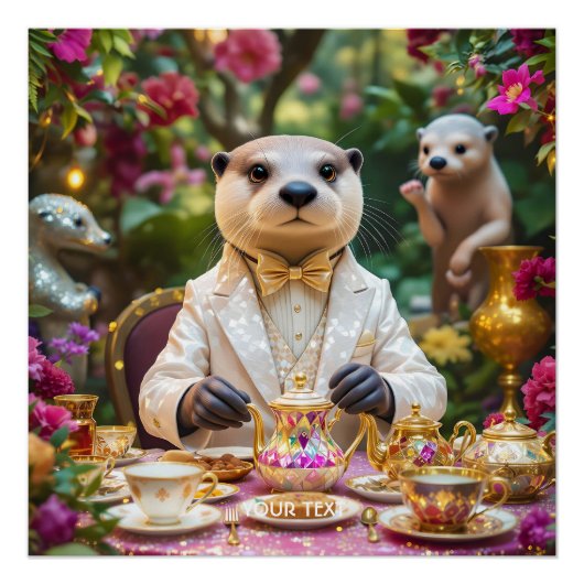 ファンタジーかわいいOtter Teaパーティー ポスター (正面)