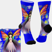 ファンタジーかわいらしの妖精でピンクの翼が青 ソックス