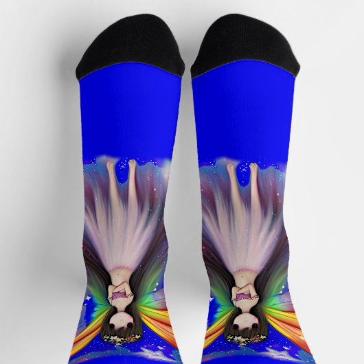 ファンタジーかわいらしの妖精でピンクの翼が青 ソックス (上部)