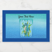 ファンタジーかわいらしアクアブルーシードラゴン海藻バブル フードラベル (シングルラベル)