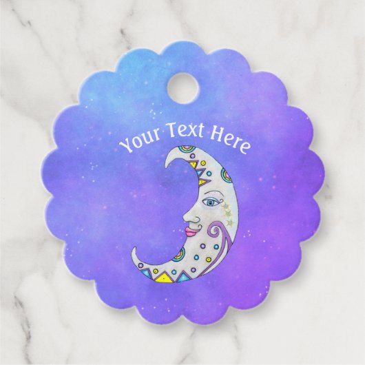 ファンタジーかわいらしムーンと顔シェイプ紫の空 フェイバータグ (正面)