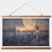 ファンタジーかわいらしモデル女性ムーンスター宇宙ウォーカー 吊り下げ型タペストリー (正面)