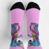 ファンタジーかわいらしユニコーンon Pink ソックス (上部)