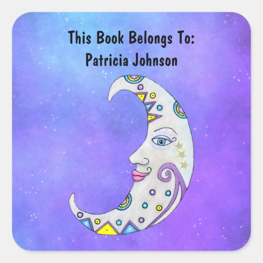 ファンタジーかわいらし三日月の明るい装飾の空 スクエアシール (正面)