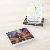 ファンタジーがマルディグラスパレードを見る ガラスコースター (アングル)