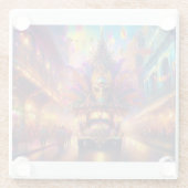 ファンタジーがマルディグラスパレードを見る ガラスコースター (裏面)