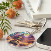 ファンタジーがマルディグラスパレードを見る キーホルダー (正面右)