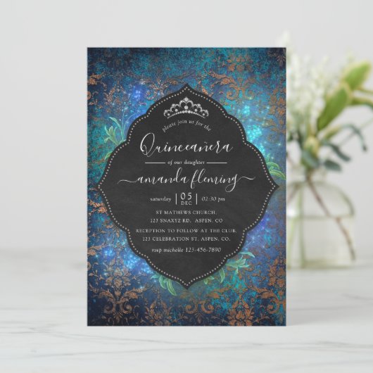 ファンタジーきらめくヴィンテージダマスクキンセアニラ 招待状 (スタンド正面)