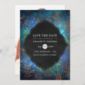 ファンタジーきらめくヴィンテージダマスク結婚式の写真 セーブザデート (正面/裏面)