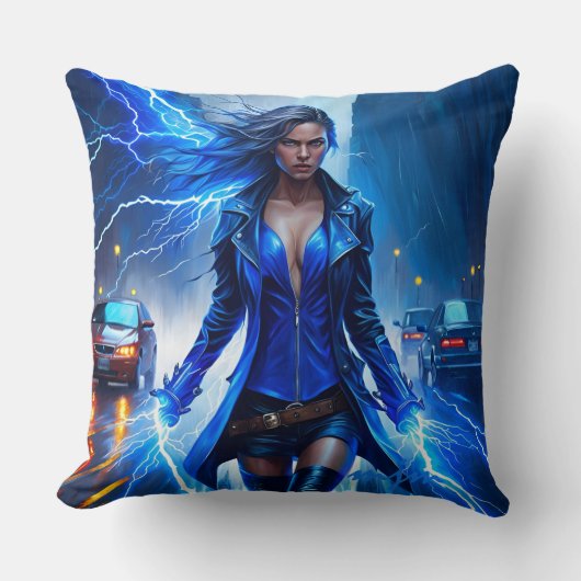 ファンタジーすごいの稲妻力の女の子 クッション (正面)