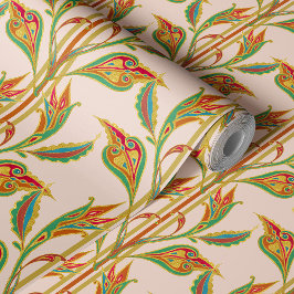 ファンタジーつる植物の赤、緑、金ゴールドオン離れ赤面 壁紙