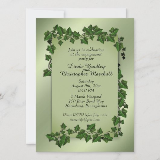 ファンタジーつる植物婚約パーティ招待状 招待状 (正面)
