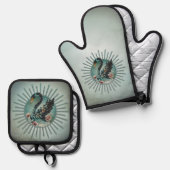 ファンタジーと優雅なtouch、夢の白鳥 鍋つかみ&鍋敷きセット (正面/裏面)