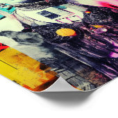 ファンタジーと動物のコラージュカラフル ポスター (角)