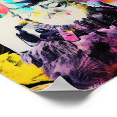 ファンタジーと動物のコラージュカラフル ポスター (角)