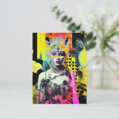 ファンタジーと動物のコラージュカラフル ポストカード (スタンド正面)