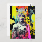 ファンタジーと動物のコラージュカラフル ポストカード (正面/裏面)