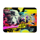 ファンタジーと動物のコラージュカラフル マグネット (横)