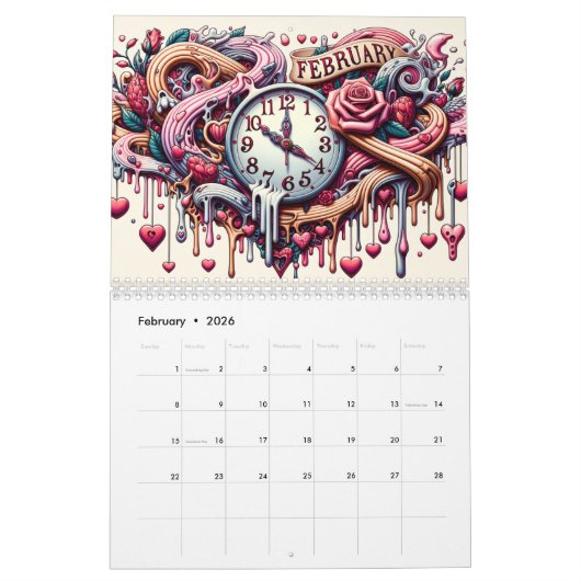 ファンタジーと段階:夢のような12ヶ月 カレンダー (2月 2026)