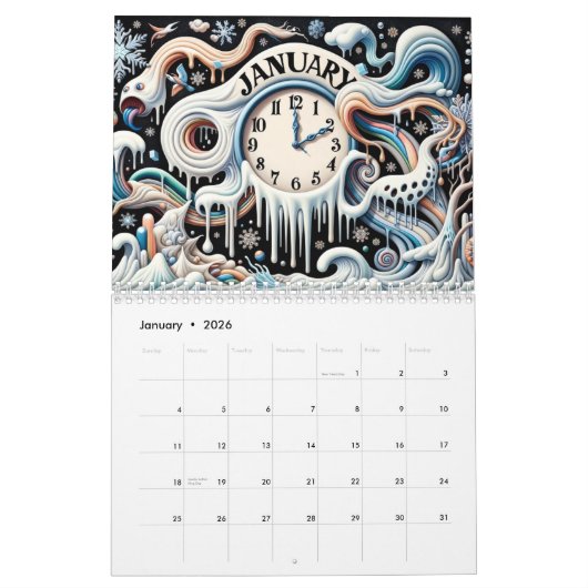 ファンタジーと段階:夢のような12ヶ月 カレンダー (1月 2026)