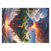 ファンタジーと火山のかわいい島 テーブルクロス (正面(横))