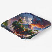 ファンタジーと火山のかわいい島 ペーパープレート (傾斜あり)