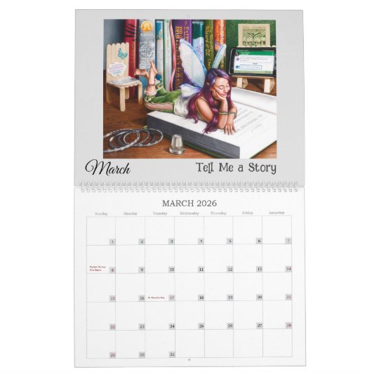 ファンタジーと現実の大規模な12ヶ月のカレンダー カレンダー (3月 2026)