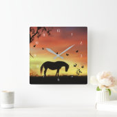 ファンタジーと蝶 スクエア壁時計 (ホーム)