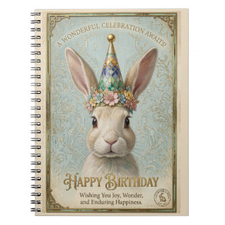 ファンタジーなうさぎの誕生日おめでとうカード ノートブック